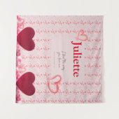 ロマンチックなピンクと赤いハートバレンタインデタペストリー タペストリー (正面(横))