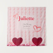 ロマンチックなピンクと赤いハートバレンタインデタペストリー タペストリー (正面)