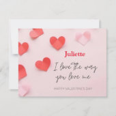 ロマンチックなピンクと赤いハートバレンタインデーのカード (正面)