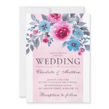 ロマンチックなピンクと青の水色のフローラ結婚