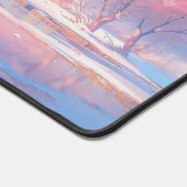 ロマンチックなピンクのさくらんぼが冬に咲く デスクマット (コーナー)