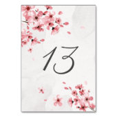 ロマンチックなピンクのさくらんぼの花結婚編集可能 テーブルナンバー (正面)