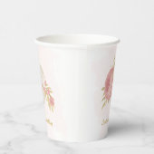 ロマンチックなピンクのウィットの花金ゴールド植物 紙コップ (右)