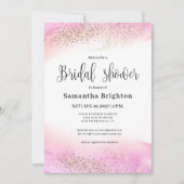 ロマンチックなピンクのウズブライダルシャワー招待 招待状 (正面)