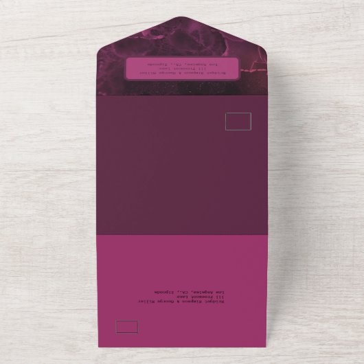 ロマンチックなピンクのエレガント大理石 オールインワン招待状 (外側)