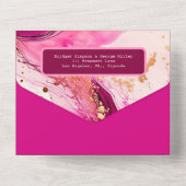 ロマンチックなピンクのエレガント大理石 オールインワン招待状 (裏面)