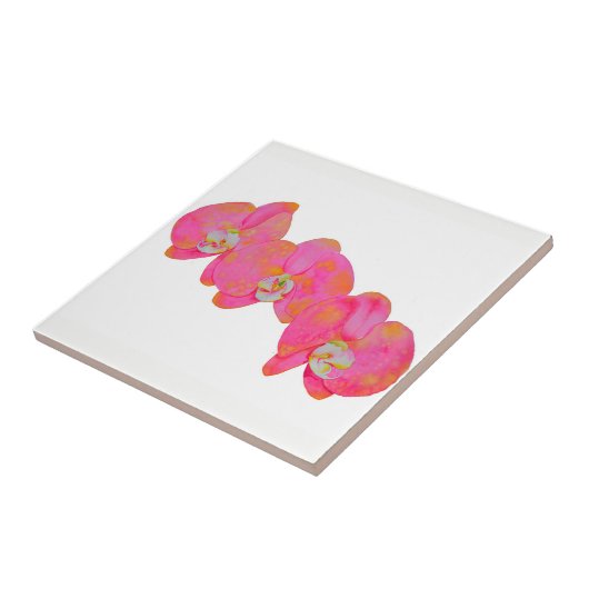 ロマンチックなピンクのオーキッドの水絵画色の タイル (側面)
