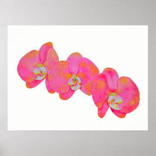 ロマンチックなピンクのオーキッドの水絵画色の ポスター