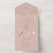 ロマンチックなピンクのオールインワンウェディングの招待 オールインワン招待状 (内側)