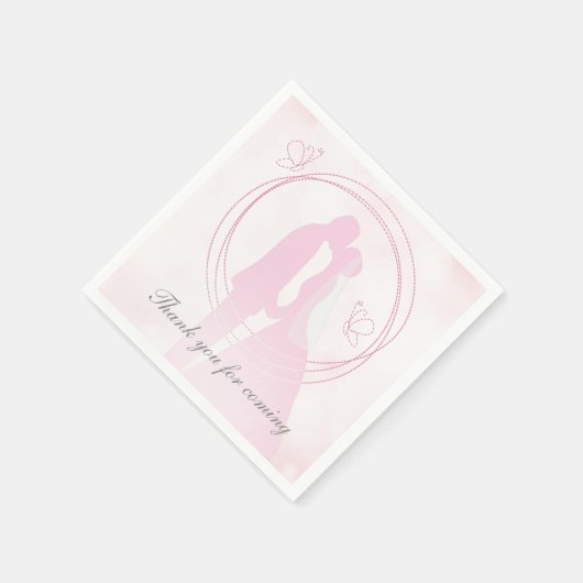 ロマンチックなピンクのカップル結婚のナプキンありがとう スタンダードカクテルナプキン (角)
