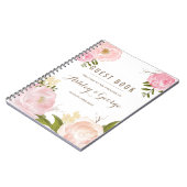 ロマンチックなピンクのシャクヤクのパーソナライズな来客名簿 ノートブック (左側)