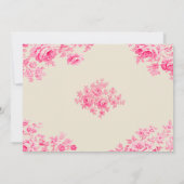 ロマンチックなピンクのトイルフラワーリハーサルディナー 招待状 (裏面)