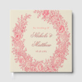 ロマンチックなピンクのトワ結婚イルの花 ゲストブック (正面)