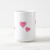 ロマンチックなピンクのハートデザイン – 香り付きジャールキャンドル コーヒーマグカップ (中央)