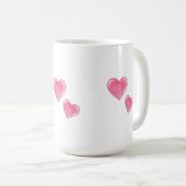 ロマンチックなピンクのハートデザイン – 香り付きジャールキャンドル コーヒーマグカップ (正面右)