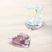 ロマンチックなピンクのハートラブカスタムフォト ペーパーコースター (インサイチュ)