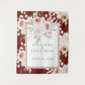 ロマンチックなピンクのバラがブルゴーニュ結婚ーズ タペストリー (正面)