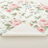 ロマンチックなピンクのバラが模様いっぱいに名前と シェルパブランケット (3/4)