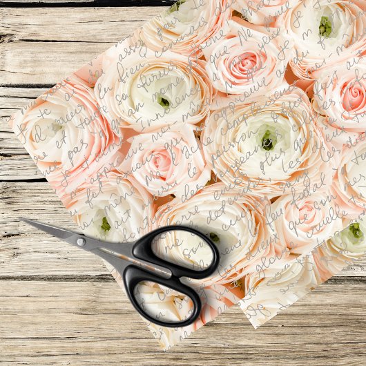 ロマンチックなピンクのバラとスフランスのクリプト 薄葉紙