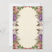 ロマンチックなピンクのバラと紫の花びらのウェディング招待状 招待状 (裏面)