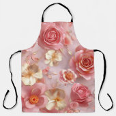 ロマンチックなピンクのバラのモチーフ エプロン (正面)
