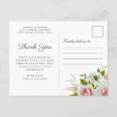 ロマンチックなピンクのバラの水の色ありがとうポストカード 案内ポストカード (裏面)