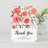 ロマンチックなピンクのバラの水の色のフローラありがとう サンキューカード (スタンド正面)