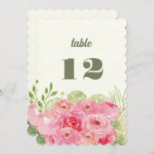 ロマンチックなピンクのバラの水結婚色の 招待状 (正面/裏面)