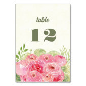 ロマンチックなピンクのバラの水色 テーブルナンバー (裏面)