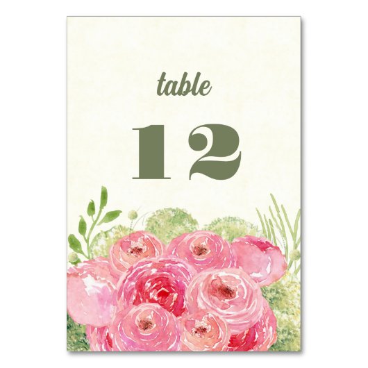 ロマンチックなピンクのバラの水色 テーブルナンバー (正面)