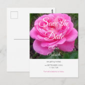 ロマンチックなピンクのバラの結婚式の日付を保存 ポストカード (正面/裏面)