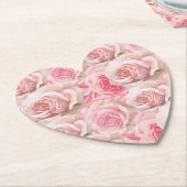 ロマンチックなピンクのバラの花のブライズシャワー ペーパーコースター (アングル)
