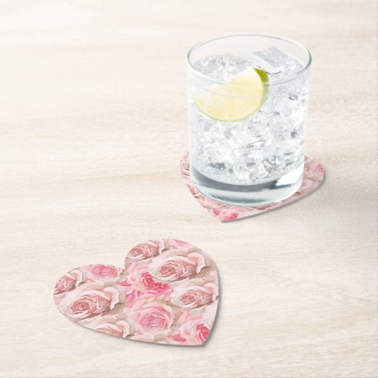 ロマンチックなピンクのバラの花のブライズシャワー ペーパーコースター (インサイチュ)