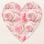 ロマンチックなピンクのバラの花のブライズシャワー ペーパーコースター (正面)