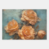 ロマンチックなピンクのバラの花のブライズシャワー ラッピングペーパーシート (正面3)