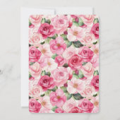 ロマンチックなピンクのバラの花のブライズシャワー 招待状 (裏面)