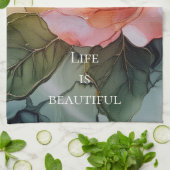 ロマンチックなピンクのバラの花のブライダルシャワー キッチンタオル (折り畳み)