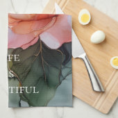 ロマンチックなピンクのバラの花のブライダルシャワー キッチンタオル (四つ折り)