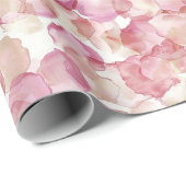 ロマンチックなピンクのバラの花びら フラワーブライダルシャワー ラッピングペーパー (ロールコーナー)