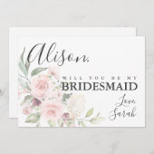 ロマンチックなピンクのバラの花嫁の提案カード 招待状 (正面/裏面)