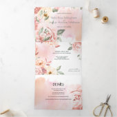 ロマンチックなピンクのバラの花束 三つ折り案内状 (内部)