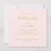 ロマンチックなピンクのバラの誕生パーティーの招待 招待状 (裏面)