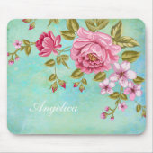 ロマンチックなピンクのバラは、あなたの名前を個人化します マウスパッド (正面)