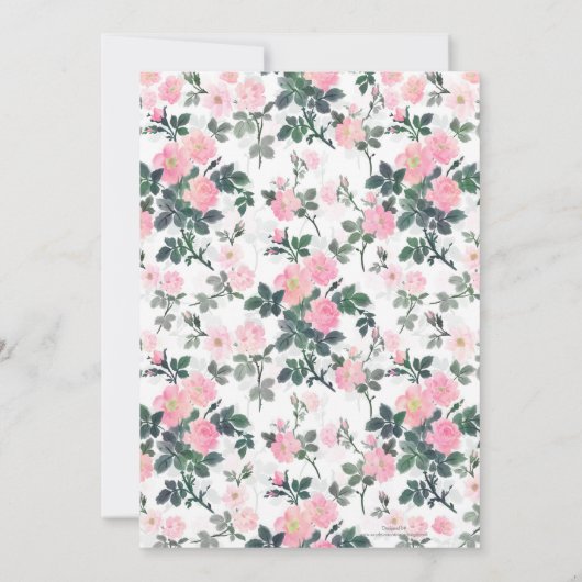 ロマンチックなピンクのバラフローラウォーター絵画カラー 招待状 (裏面)
