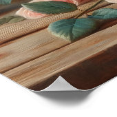 ロマンチックなピンクのバラフローラ油絵 ポスター (角)