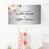 ロマンチックなピンクのバラ結婚ズオンシルバーズ 横断幕 (インサイチュ)