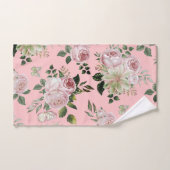 ロマンチックなピンクのバラ花の柄のコテージみすぼらしい バスタオルセット (ハンドタオル)