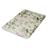 ロマンチックなピンクのバラ花の柄のコテージみすぼらしい バスマット (アングル)