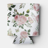 ロマンチックなピンクのバラ花の柄のコテージみすぼらしい 缶クーラー (正面)