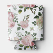 ロマンチックなピンクのバラ花の柄のコテージみすぼらしい 缶クーラー (裏面)